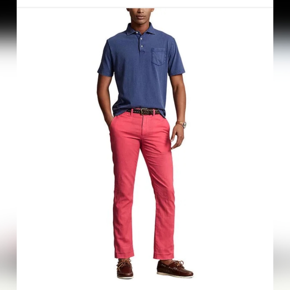 Polo Ralph Lauren Preston Pant 35x30 100% cotton Chino Pants Red EUC Retail $138